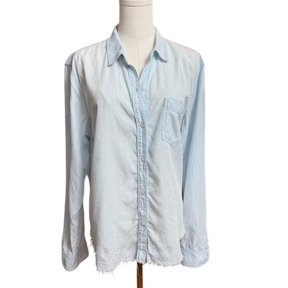Rails Ingrid Raw Light Vintage Shirt Size Large Tencel Denim Long Sleeves - Picture 5 of 12